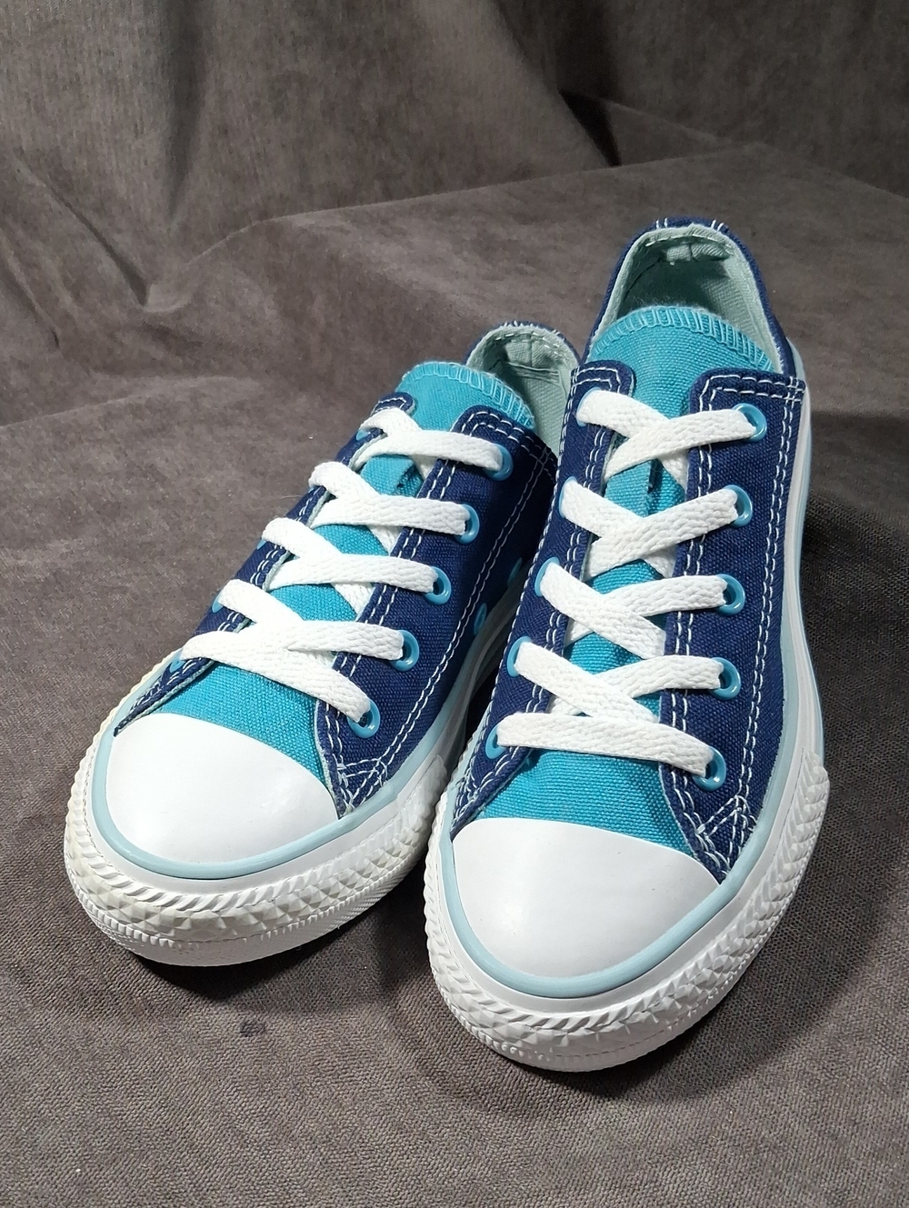 Converse Chuck Taylor All Star Dark Blue  Teal Dbl Tongue Sneakers NEAR NEW US 1